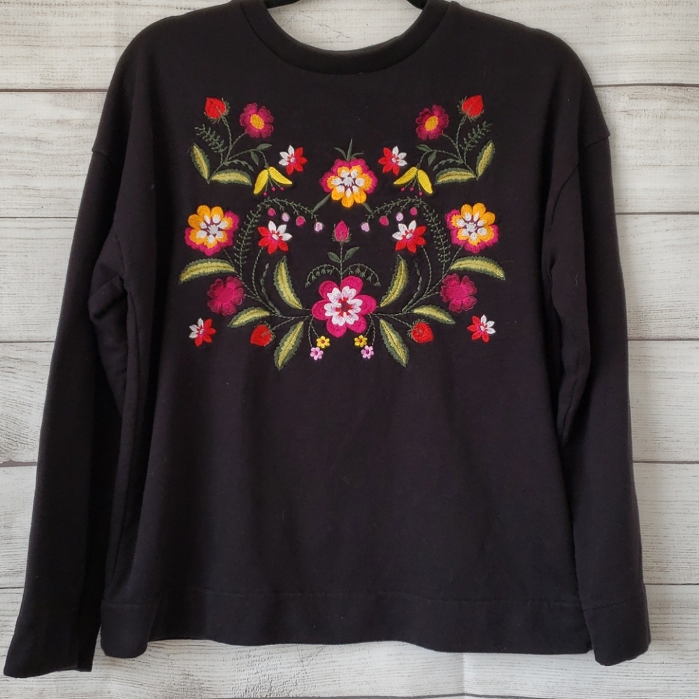 Black sweater with floral design size M